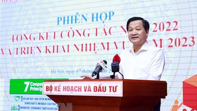 Phó Thủ tướng Lê Minh Khái, Trưởng Ban Chỉ đạo Đổi mới, phát triển kinh tế tập thể, hợp tác xã phát biểu chỉ đạo. 